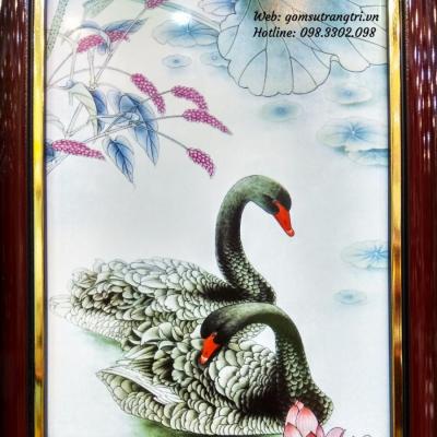 Tranh Sứ Họa Tiết Hoa Sen